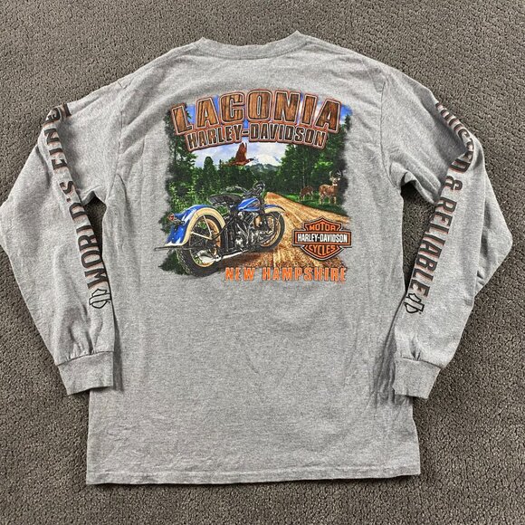 Harley-Davidson Other - Harley Davidson Laconia 2019 Long Sleeve T Shirt Men's Medium Gray Motorcycle